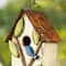 Glitzhome® 9.75" White Distressed Bird & Tree Birdhouse